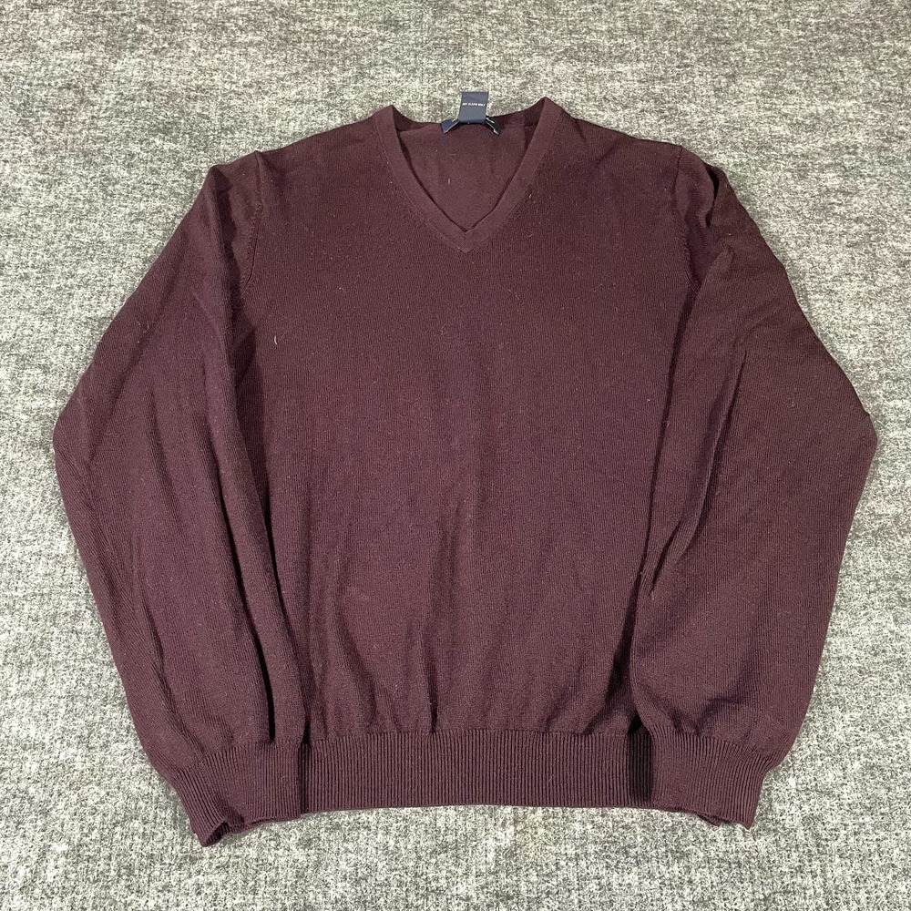 Brooks Brothers Sweater Mens Medium Purple V Neck Merino Wool Lightweight Luxury